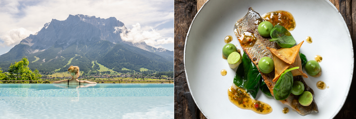 Spitzenkulinarik und Wellness mit Blick auf die Sonnenseite der Zugspitze